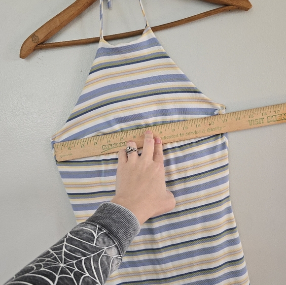 579 Vintage Y2K Stripped Halter Dress Size Small - Picture 7 of 10